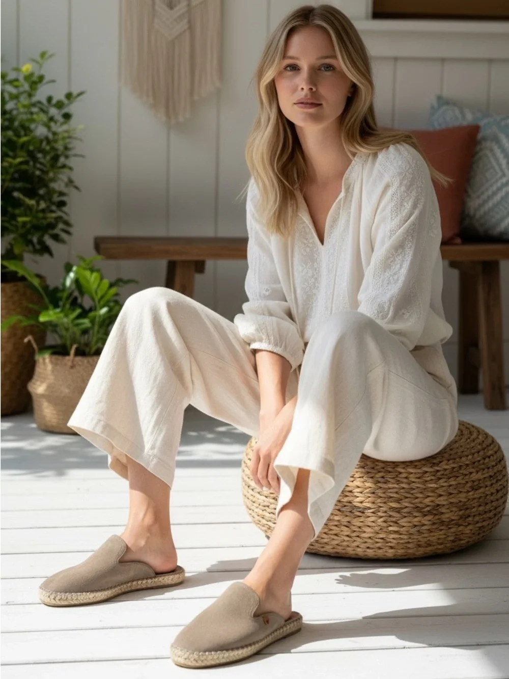 Verbenas Celia Espadrilles Taupe Suede Flats Women’s Size 41 EU 10-10.5 US